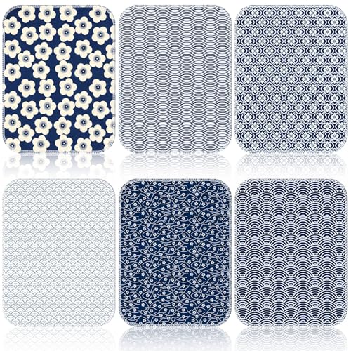 Image of Redbaker 6 Pcs Reusable Paper Towels Rolls Towels Bulk Kitchen Washable Paperless Cloth Cotton Hand Napkins with Cardboard Reusable Napkins for Kitchen Bathroom (Geometric Theme)