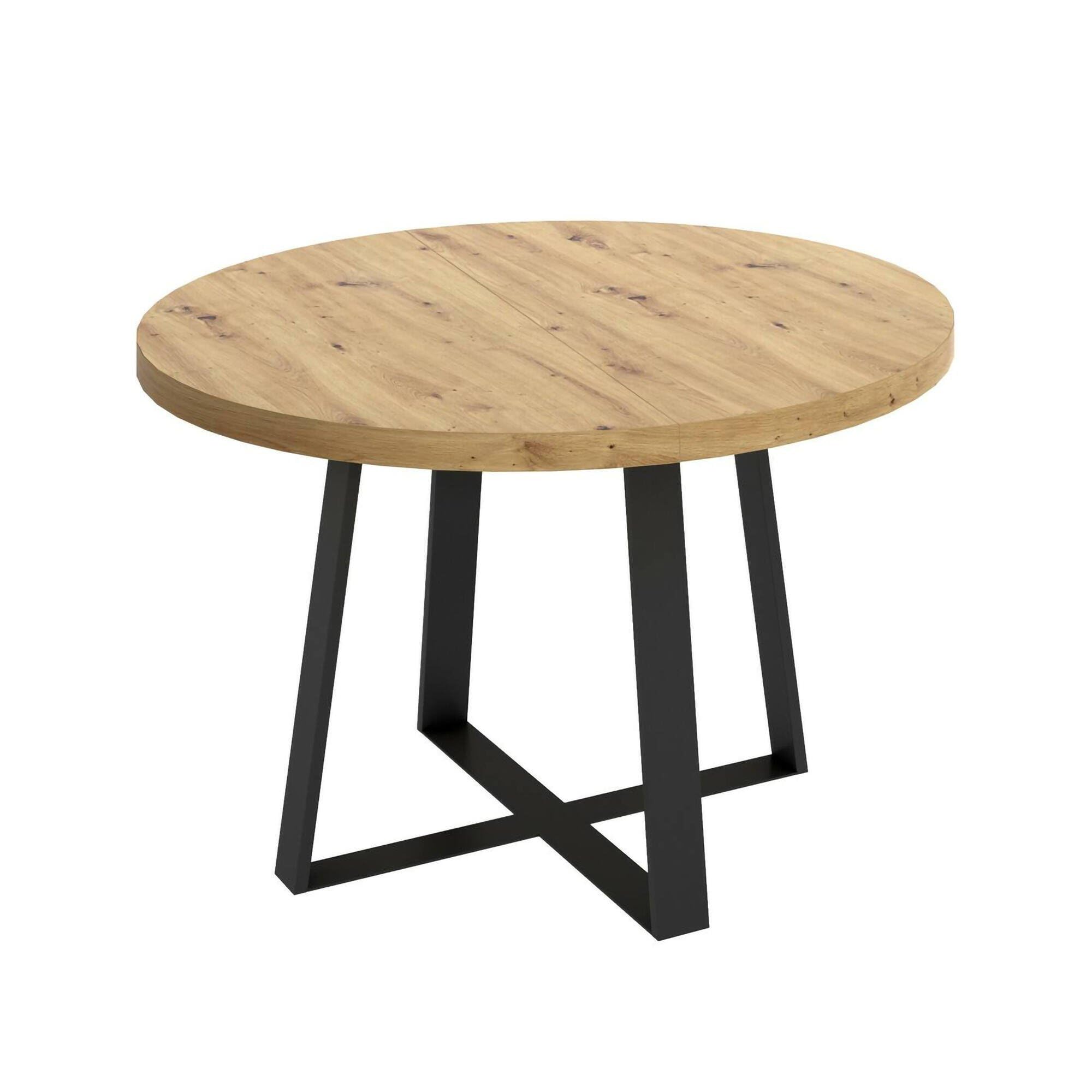 Dmora -Tavolo allungabile Casarola, Consolle estensibile rotondo, Tavolo da pranzo multiuso ovale, 110/158x110h77 cm, Rovere Nodi