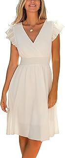 Sponsored You’re seeing this ad based on the product’s relevance to your search query.Learn more about this advertisement CUPSHE Women's Summer Dress Wrap Look V-Neck Flutter Sleeves Casual Dresses Smocked Summer Wedding Dress A-line Mini Dress