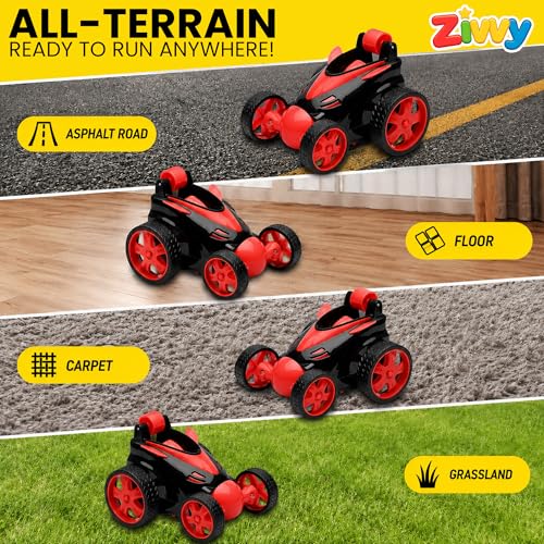 Image of Red 360 Rotating & Rolling Stunt Car Toy | Spin, Stunt, Flip Functions | Remote Control Stunt Car Toy for Kids | Toys for Boys 7-14 Years | Birthday Gift for Kids
