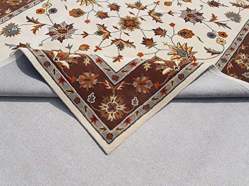 Image of Mordern Design Handmade Tufted Carpet Pure Woollen Export Quality Carpet for Living Room, Bedroom Hall [ Size 14 x 14 Square, Color Multi R5 ]