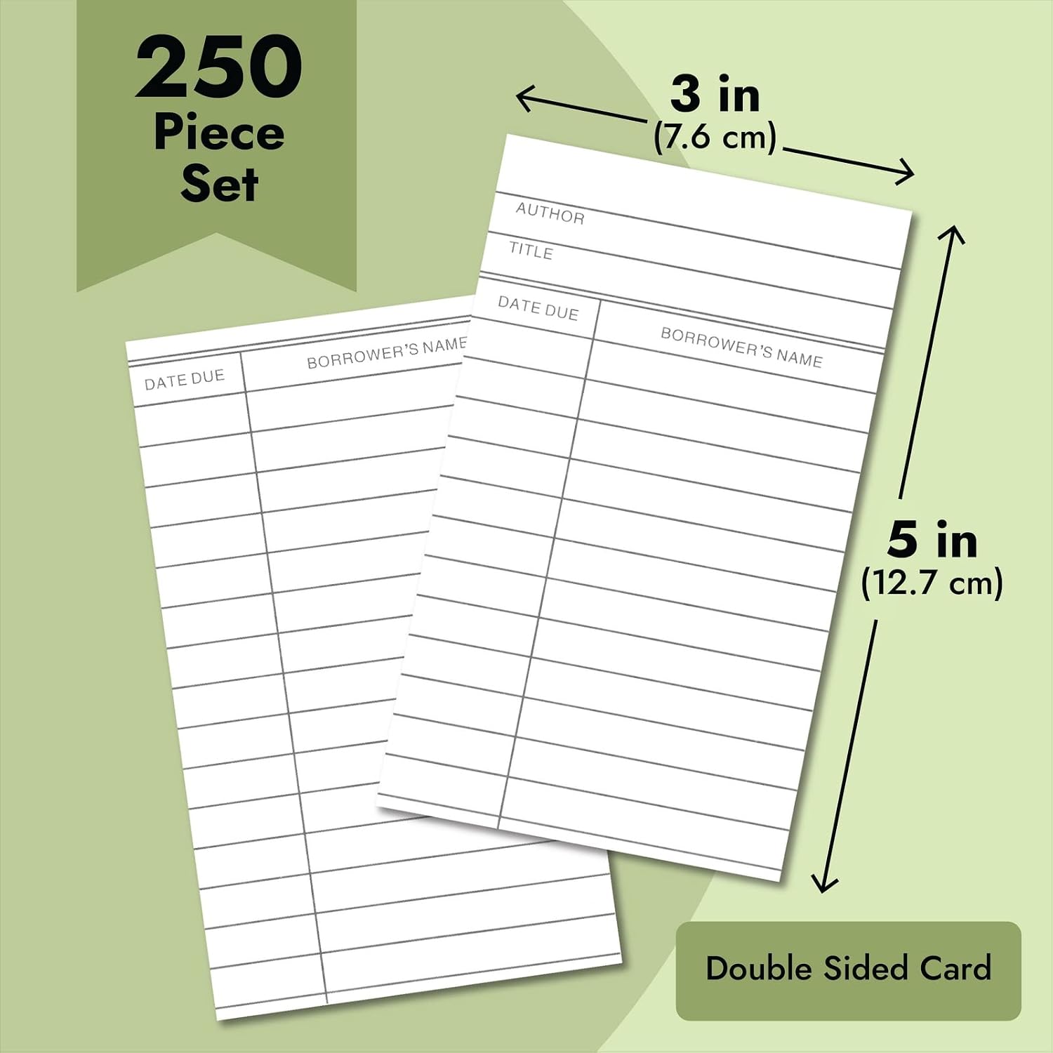 250-Pack Blank Library Cards for School Book Checkouts, CDs, DVDs, Vinyl Records, Classroom Supplies, Record Keeping, Tracking, Organizing, Storage, Vintage-Style, White (3x5 in)