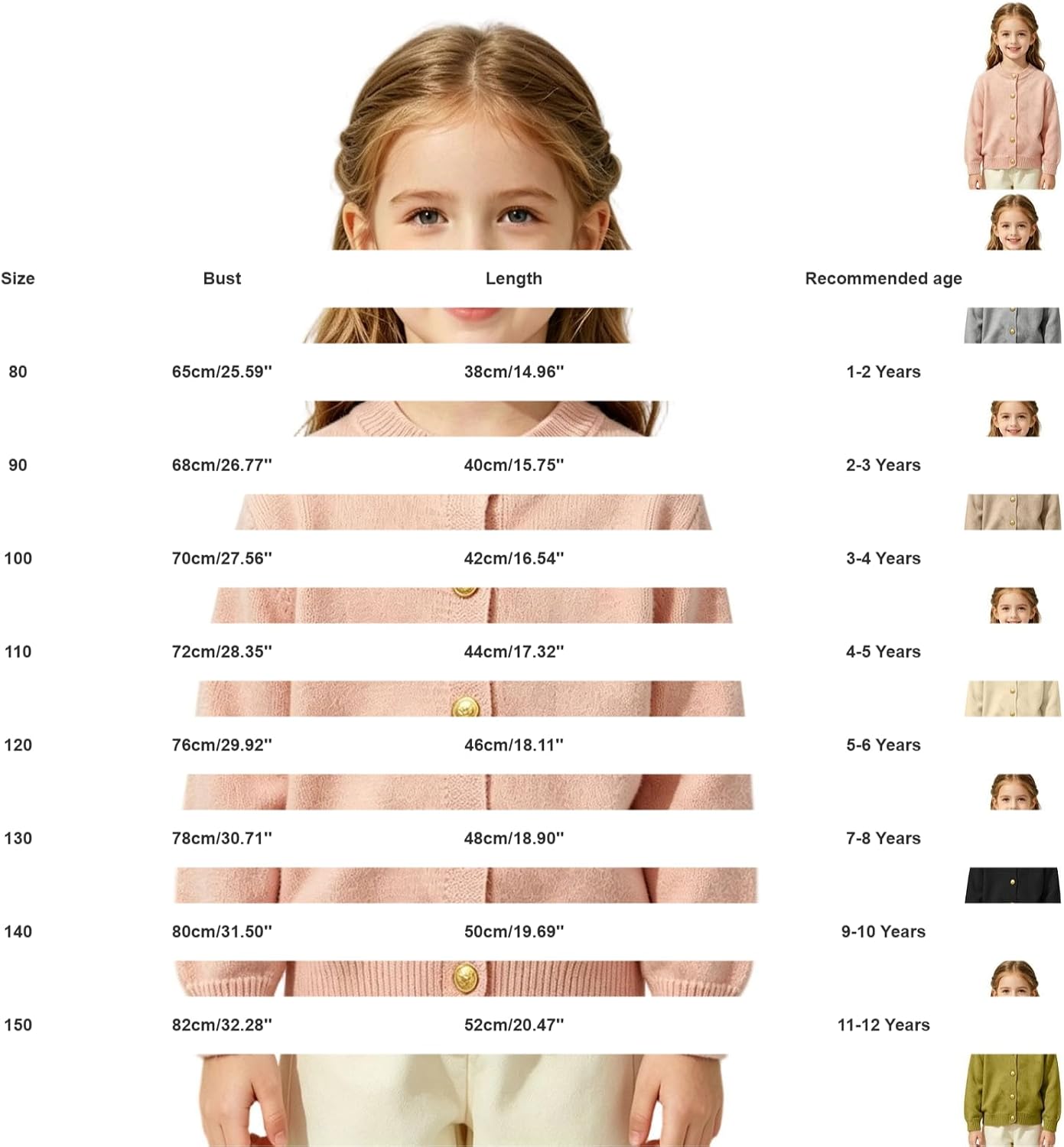 Girls Cardigan Sweater Crew Neck Button Down School Uniform Knit Sweaters Teen Open Front Long Sleeve Basic Knitted Coat