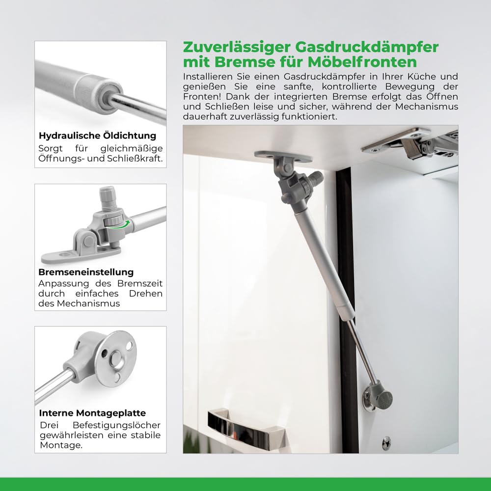 ATM® Gas Lift With Brake For Furniture Fronts, Flaps And