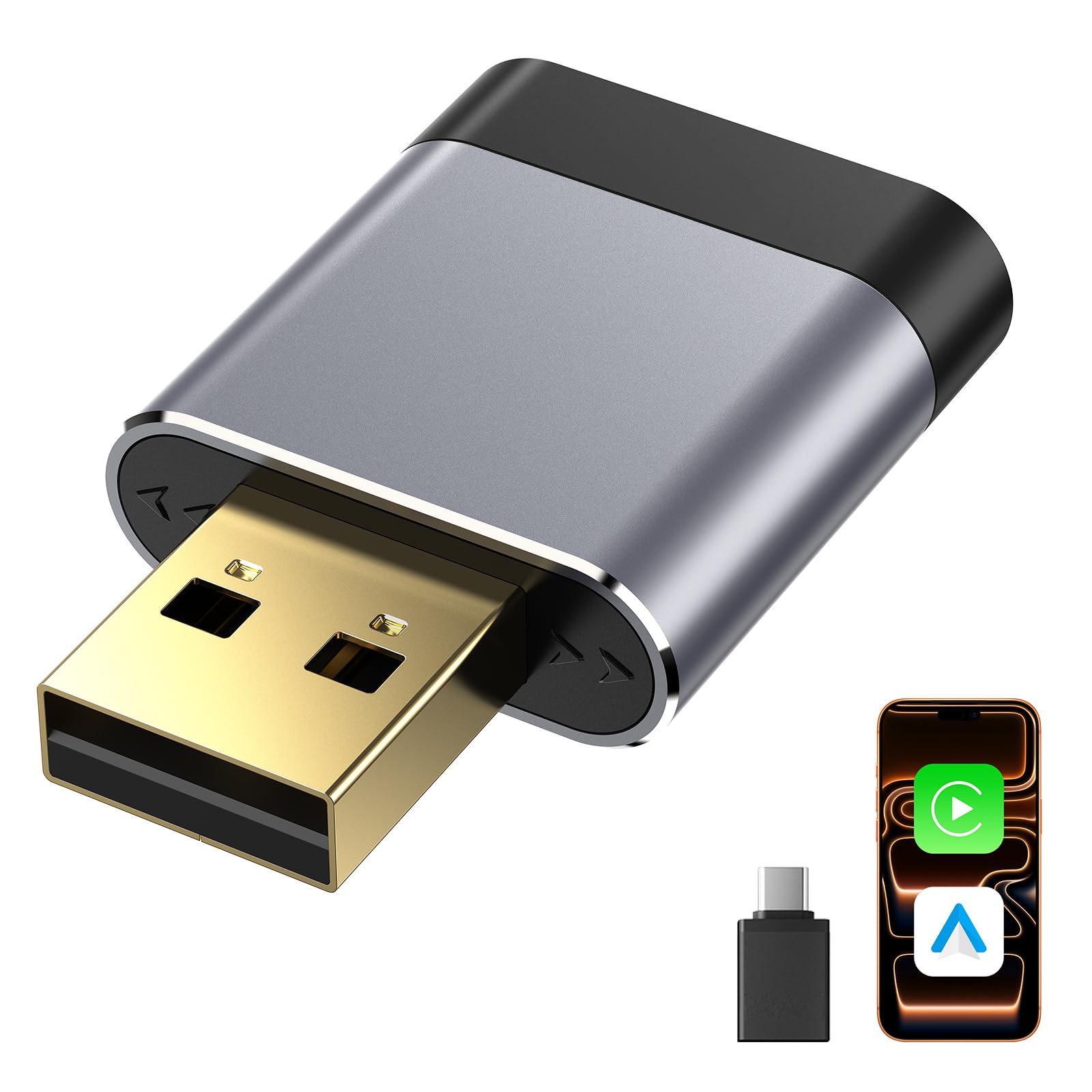 Mini Adaptateur CarPlay sans Fil pour Apple, Connexion Rapide, sans Latence & Surchauffe, Compatible avec iPhone (iOS 10+), Conversion CarPlay Filaire en sans Fil pour GPS Portable Voiture