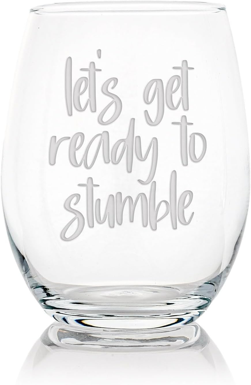 Let's Get Ready to Stumble Stemless Wine Glass - St. Patrickâ€™s Day or Bridesmaid Party Gift - 2 Glasses