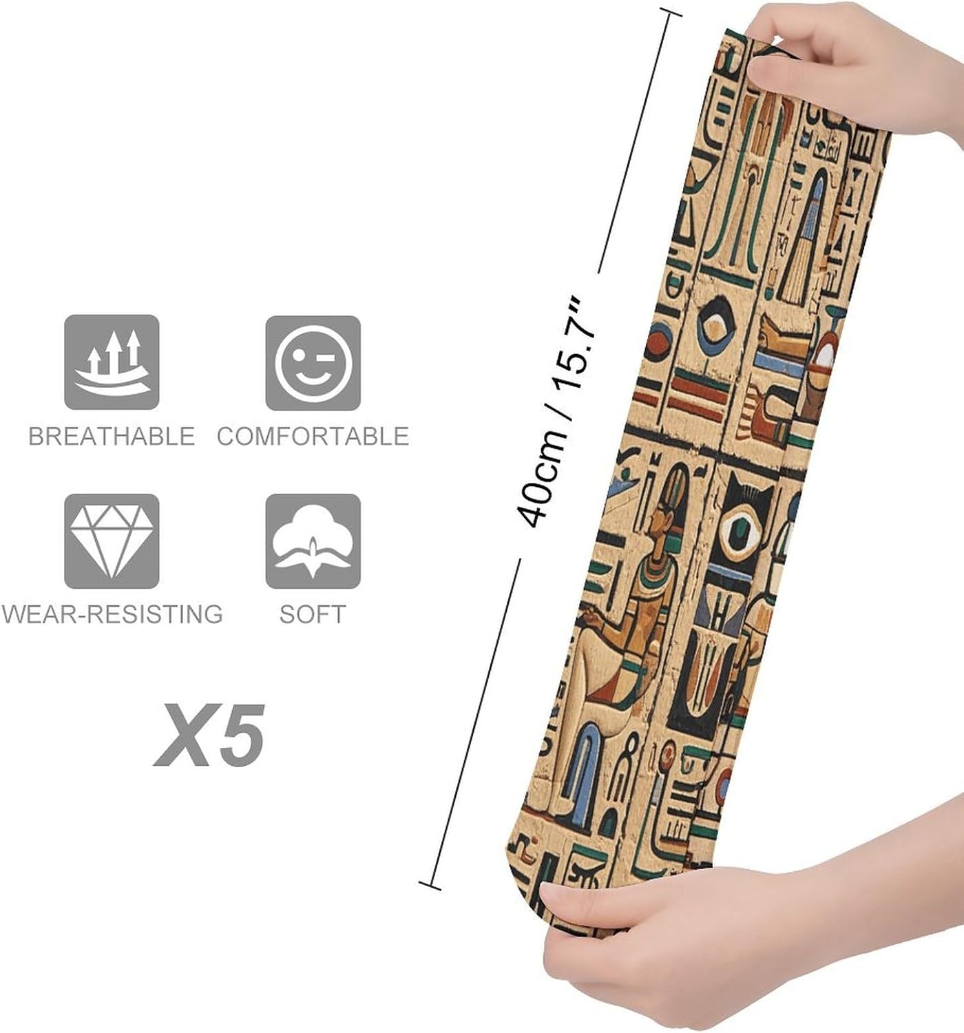 Ancient Egyptian Hieroglyph Knee High Socks Cozy Knee High Socks Soft Mid-Length Sock for All Seasons Daily Wear Adult