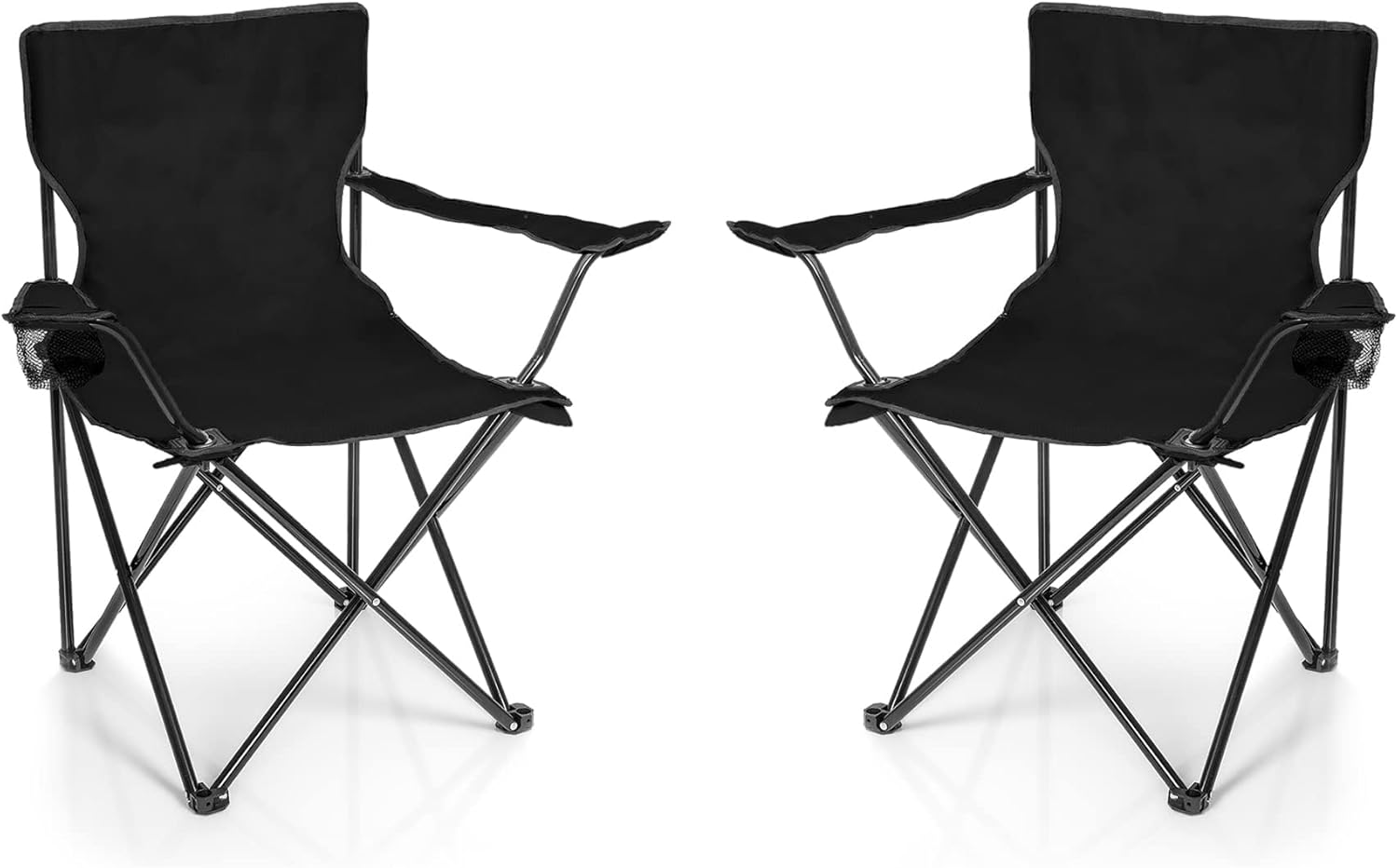 BigDean 2X Faltstuhl Campingstuhl Anglerstuhl mit Getränkehalter & Tragetasche - Anglersessel klappbar - Klappstuhl Gartenstuhl Faltstuhl Relaxsessel Angelsessel faltbar