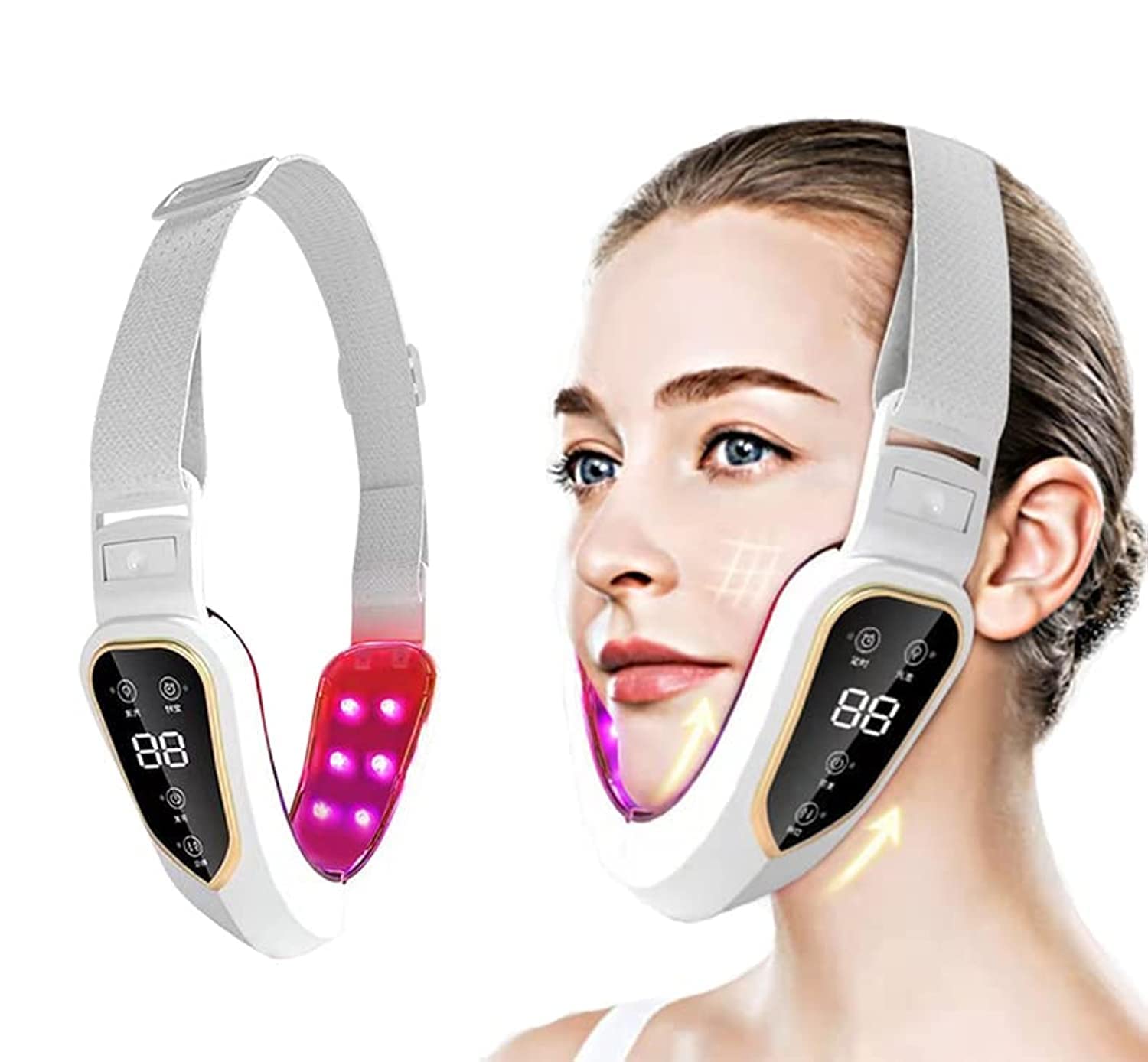 SEEMIE Face Lifting Machine Electric V-Face Shaping Massager Slimming Double Chin Reducer V-Line Cheek Lift Up Face Slimming (White)