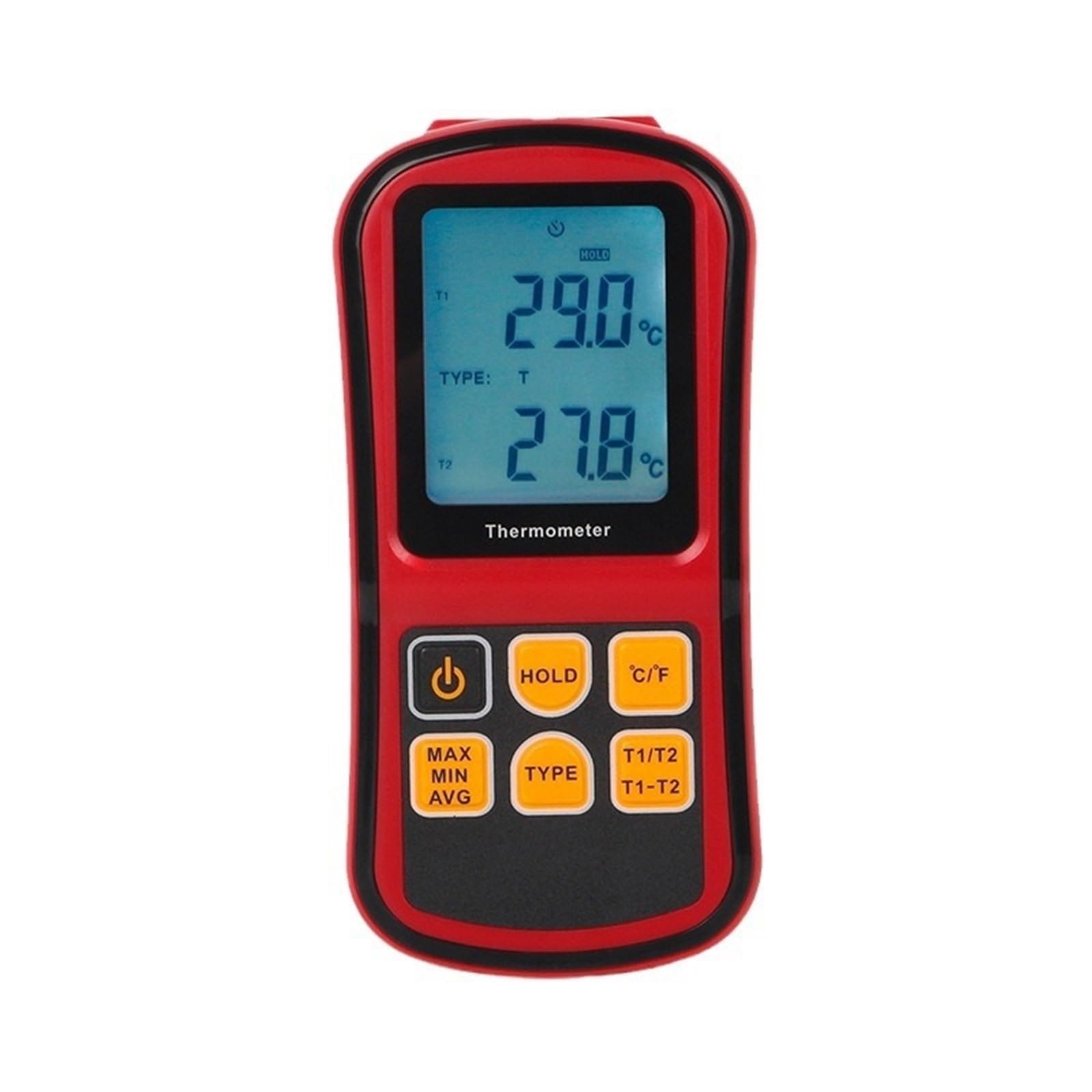 Amrttwy Rosso Moisture Meter, Moisture Meter, Digital Thermocouple Temperature Thermometer Dual Channel With Two Probe Backlight Lcd