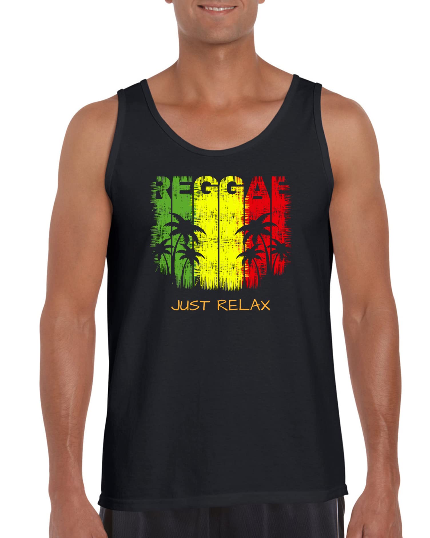 Reggae Just Relax Rasta Mens Vest Tank Top (XL, Black)