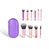 Portable 10Pcs Mini Travel Makeup Brush Set with Pouch, Full Face Soft Synthetic Bristles for Foundation Eyeshadow Blush Contour, Compact Cosmetic Brushes Essentials for Women Girls On The Go
