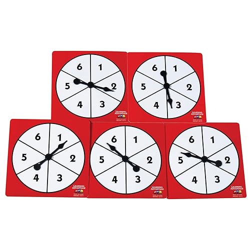 Miniatura 2 de LEARNING ADVANTAGE Giros de números 1-6 – Juego de 5 – Flechas giratorias para juegos – Giro libre para juegos de mesa y actividades de probabilidad