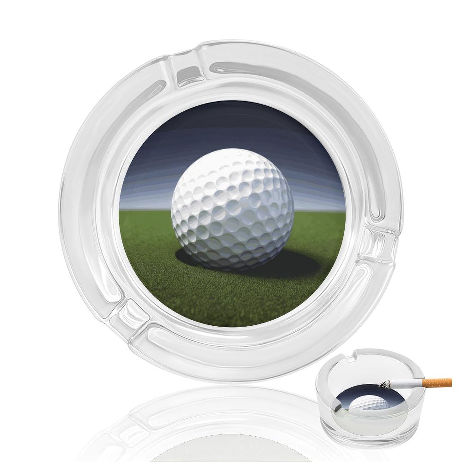 Cendrier en verre design balle de golf chic pour bureau et maison