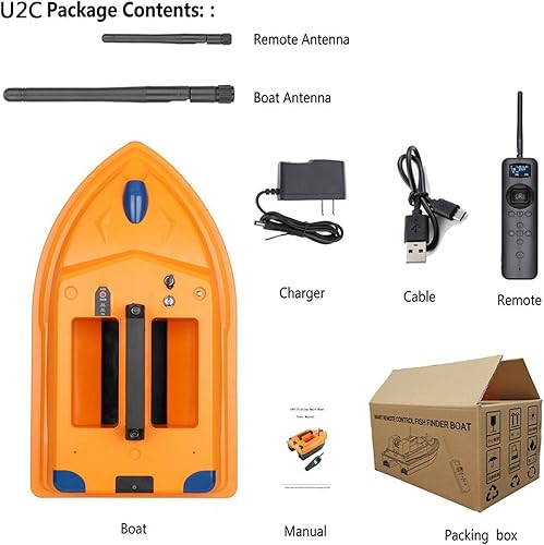 Miniatura 6 de Barcos RC sin escobillas, barco de cebo de pesca de 2.4 GHz, buscador de peces RC con navegación GPS, retorno automático de 1,640.4ft, 40 puntos de