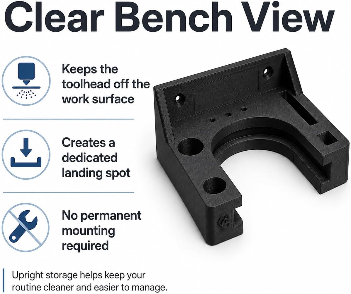 Toolhead Stand Combo Compatible with Dillon 650 750 Tool Heads – Friction-Fit Press Storage | Freestanding Parts Slots | Compact Bench Changeover Organizer