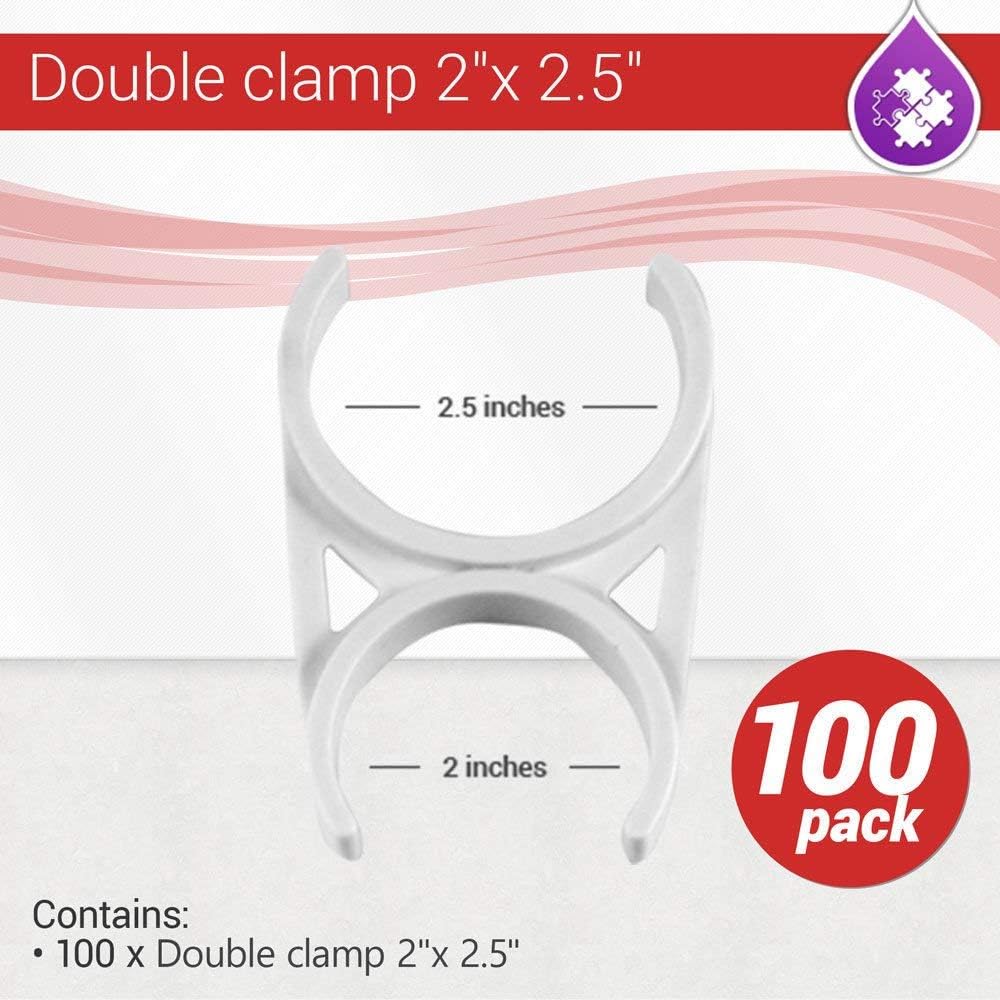 Max water 2.5" and 2" PVC Clamps for Reverse Osmosis & Membrane Housing, PVC Fixing Clips for Water Filter Systems Compatible With Standard Size Water Filters & Housings - 100 Pack