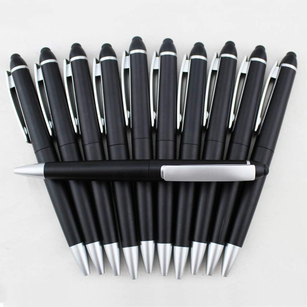 EZPENCILS & GIFTS - Blank Pens Bulk – Silver Clip and Tip - Black Ink Pens – Touch Pens - Green Body - 20 Pcs