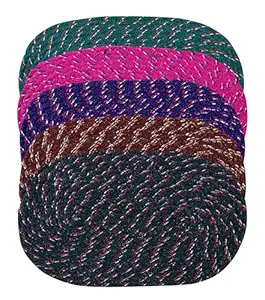LUXURY CRAFTS Cotton Weaved Reversible Oval Door Mat for Home Entrance or Outdoor -Set of 5 (Multicolor, Size- 31 X 52 cms)