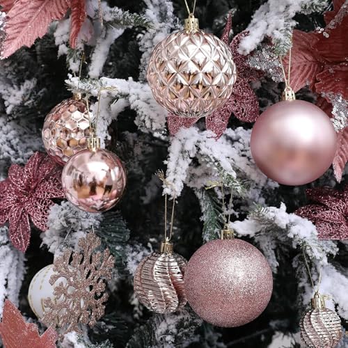 Christmas Balls Ornaments -36pcs Shatterproof Christmas Tree Decorations with Hanging Loop for Xmas Tree Wedding Holiday Party Home Decor,6 Styles in 3 Sizes(Rose Gold) - image 5
