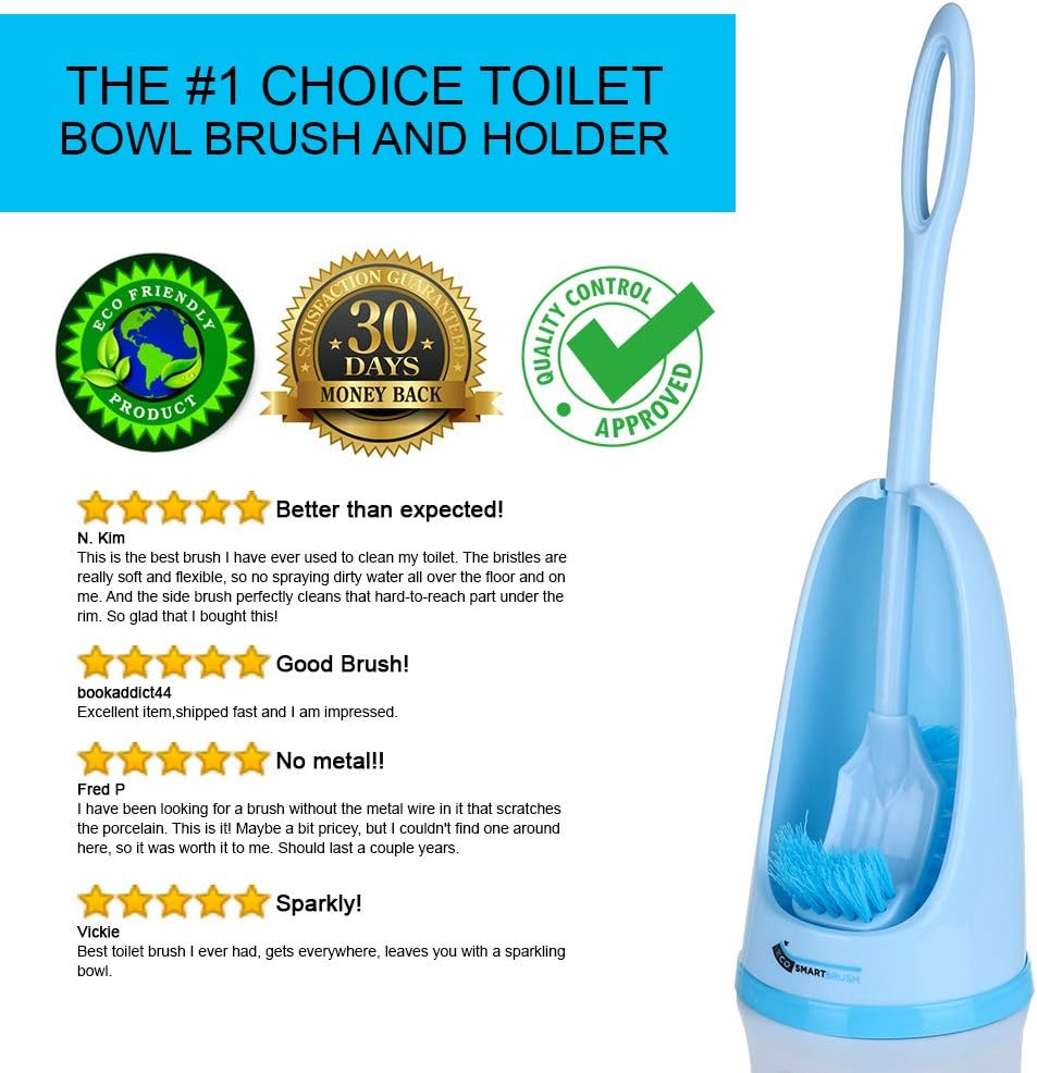 Best Cyber Monday 🔥 Toilet Bowl Brush and Holder Set for Bathroom Storage, Super Long 17 inch 2 in 1 Toilet Brush with Under Rim Brush and Antislip Handle, Comes with Cleaning eBook