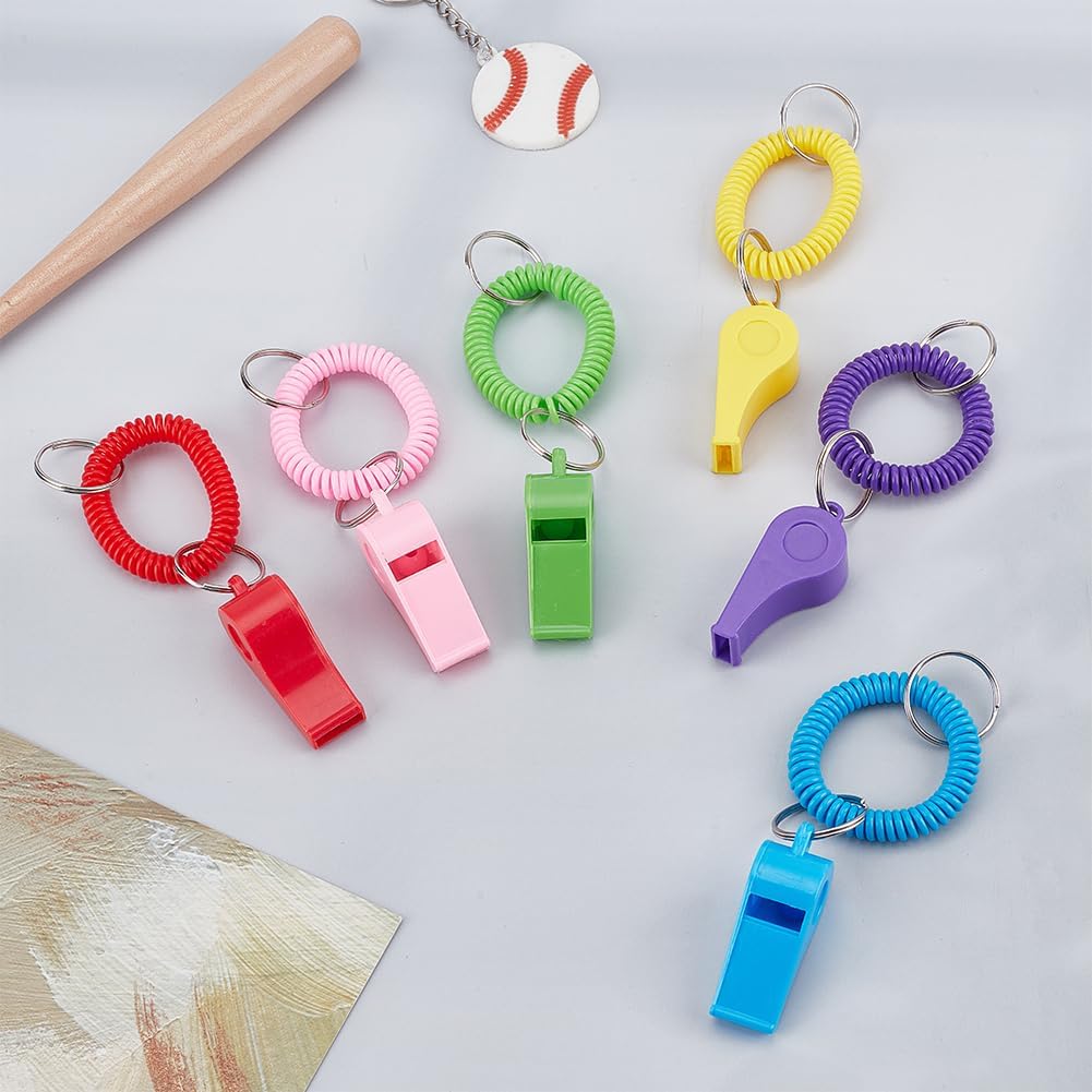 FREEBLOSS 60 Sports Whistle with Bracelet 6 Colours Plastic for Teachers Emergency 0.7 x 0.9 x 2.1 Inches