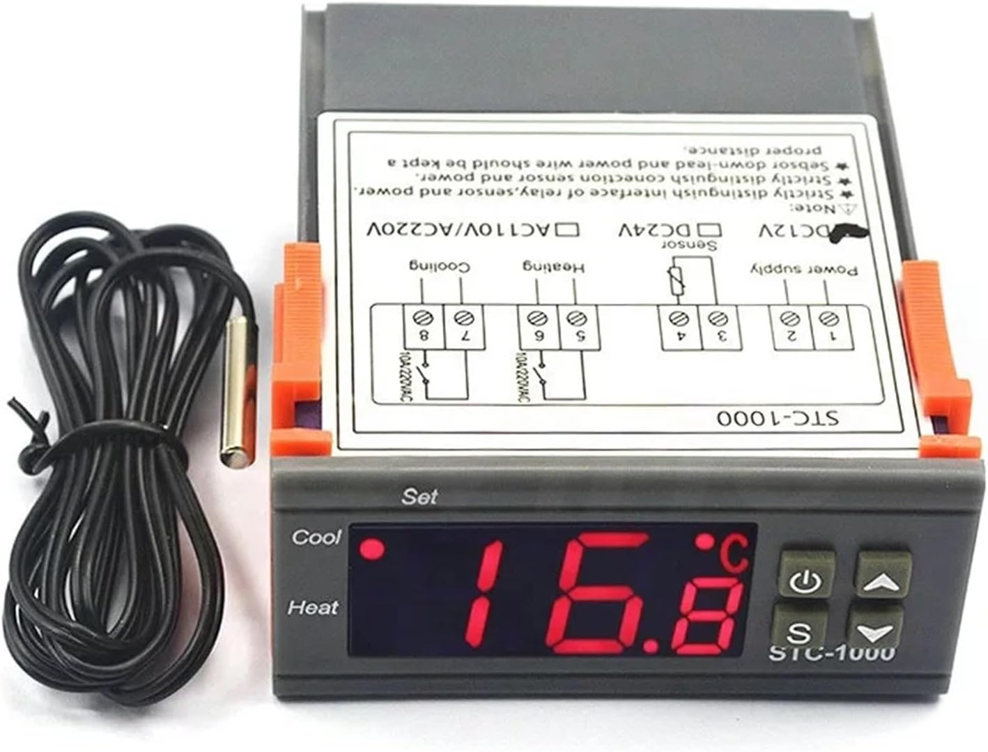 Digital Temperature Controller Thermostat Thermoregulator Incubator Relay LED 10A Heating Cooling STC-1000 12V 24V 220V(AC 110-220V)