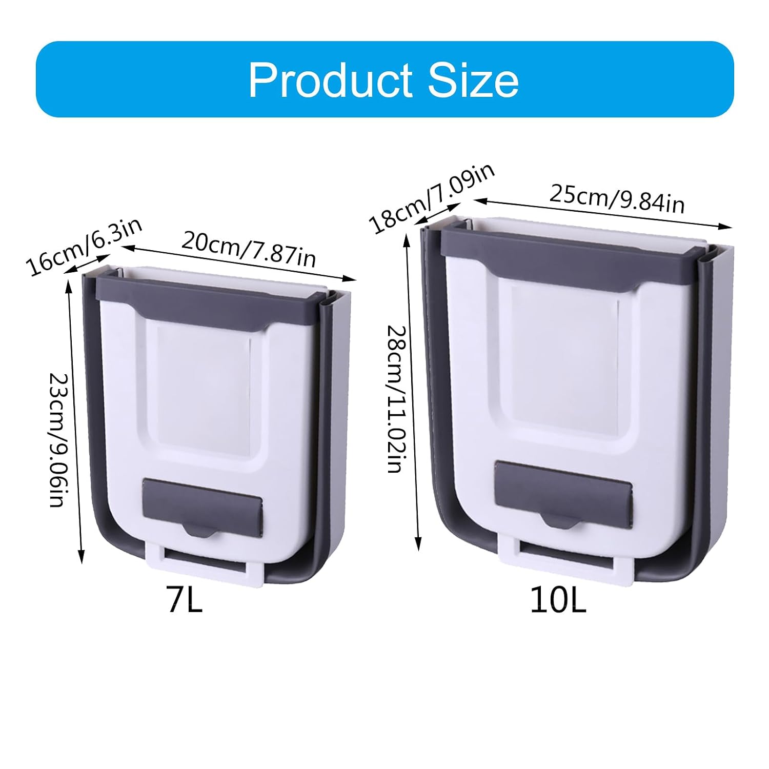 Kitchen Trash Can Waste Bin Wall Mounted Garbage Can Recycle Rubbish Bins for Kitchen Dustbin Bathroom Cabinet Door Space Saving Garbage Container