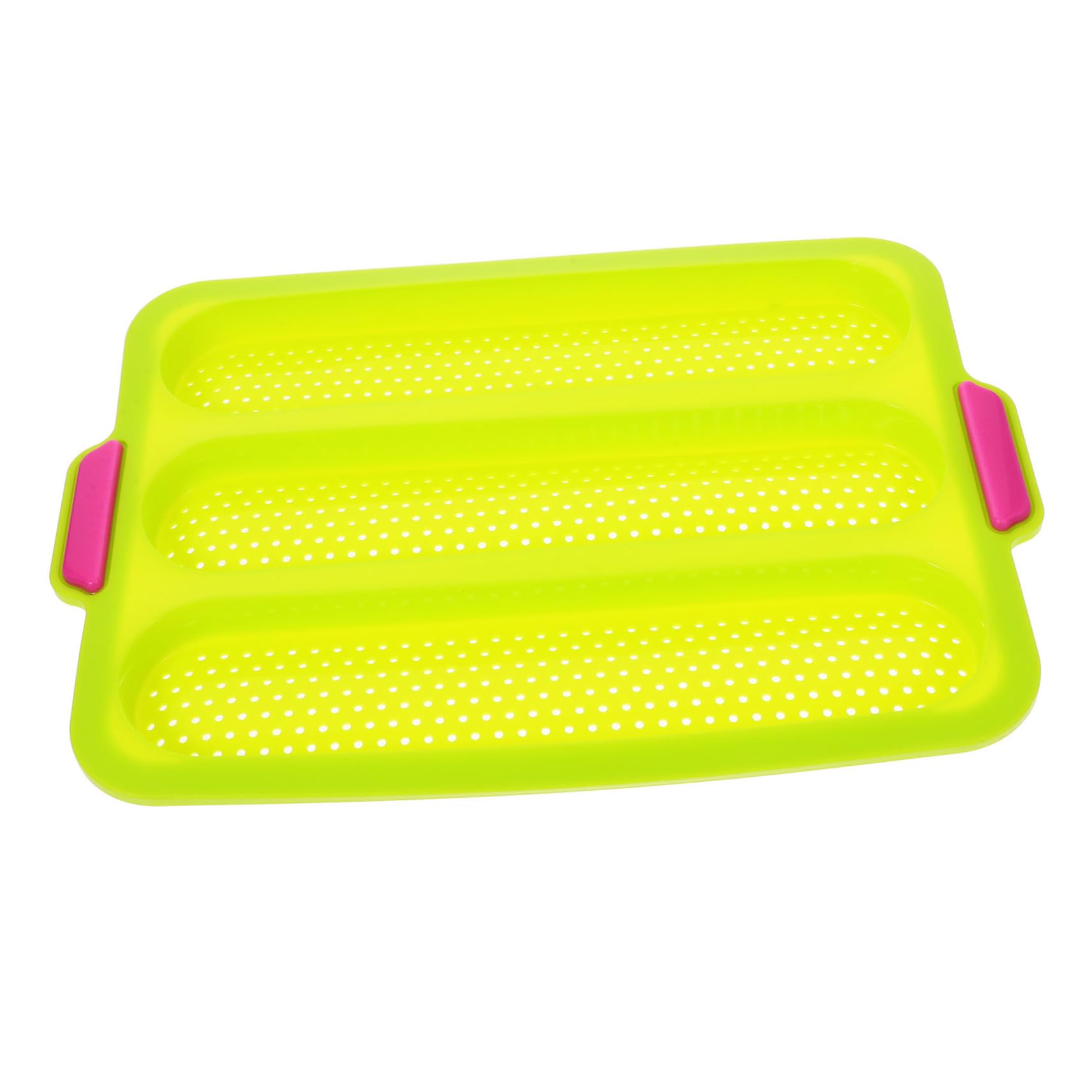 OUNONA Silicone No Stick Baking Tray for Bread Sticks Slot Wave Mold for Homemade French Baguettes and Kitchen Accessory for Even Heat Distribution Green