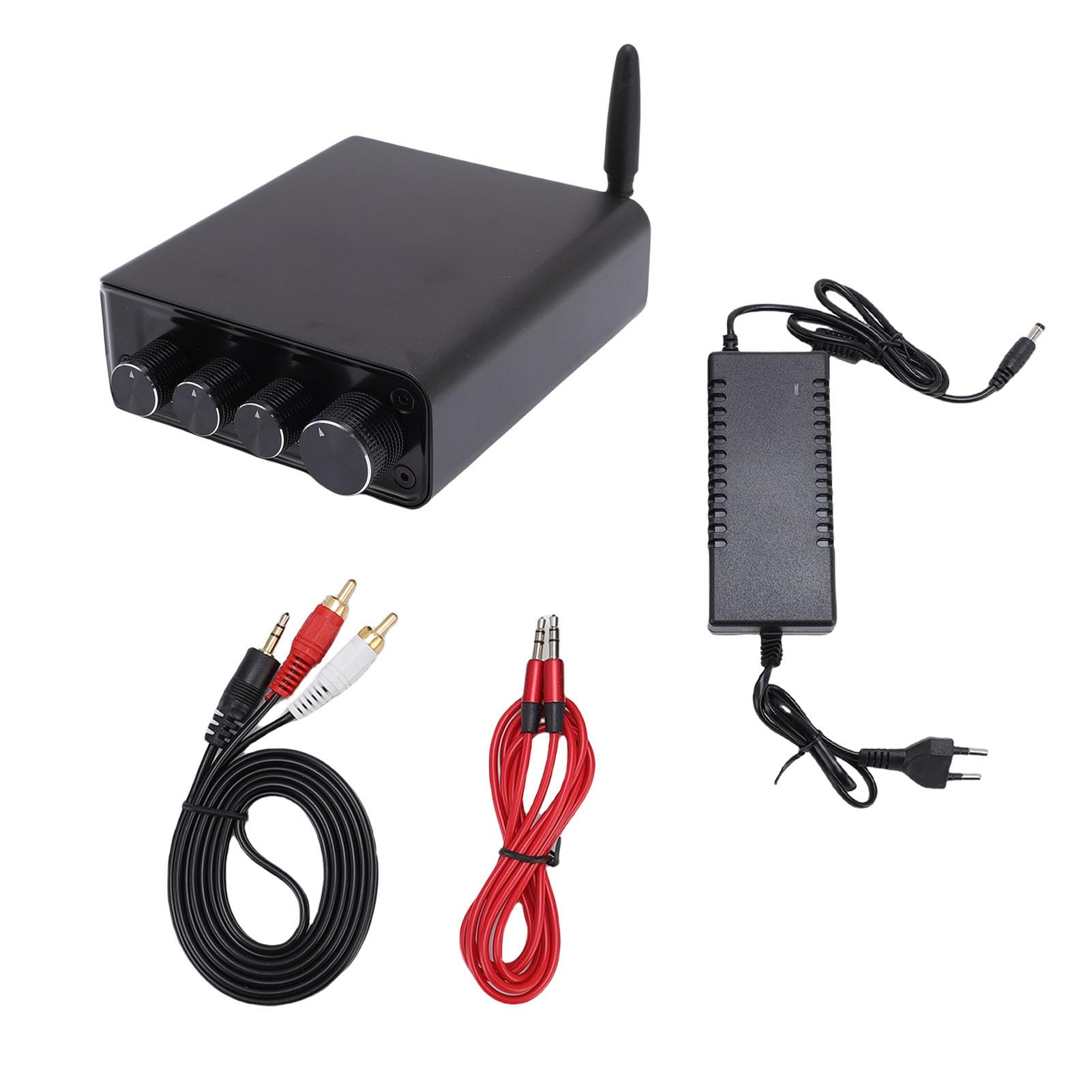 Amplificador estéreo Bluetooth 5.4 Audio HiFi 2 canales 50Wx2 Entrada USB AUX Sonido claro Carcasa de metal para cine en casa Amantes de la música Aleación de zinc 110x140x38mm