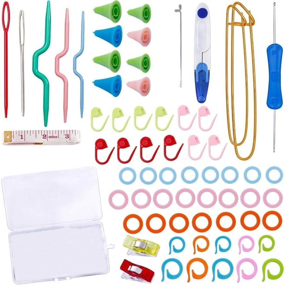 ELINKA Basic Knitting Tools Accessories Supplies with Case Knit Kit Lots