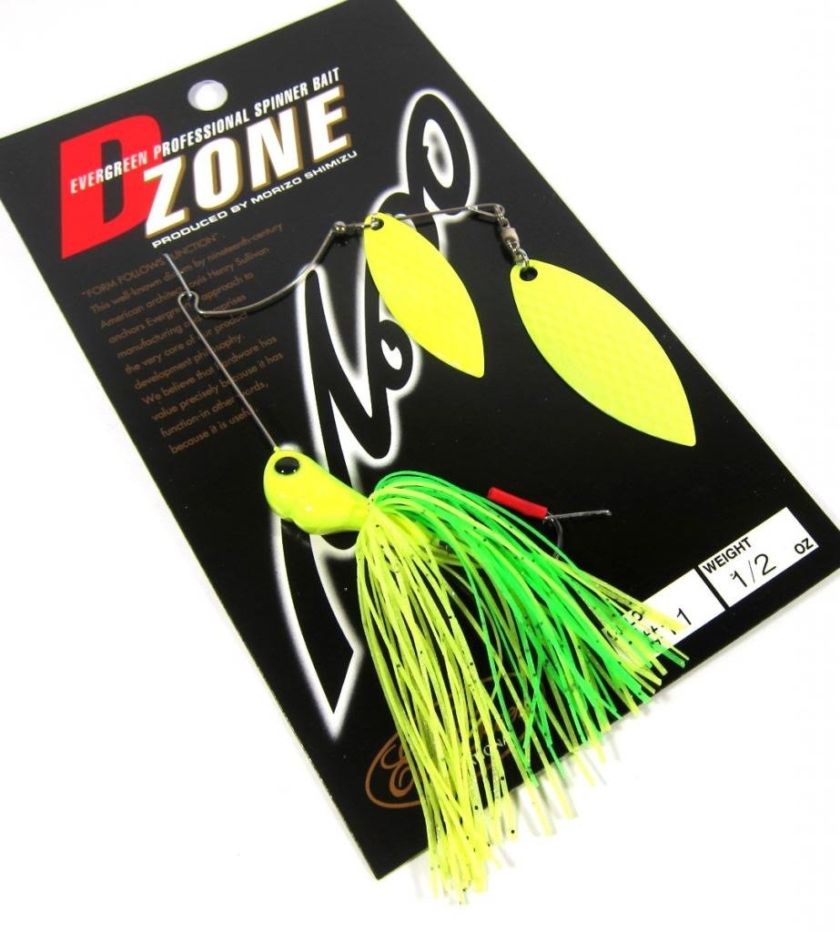 Evergreen Spinnerbait D-Zone Double Willow Leaf 1/2oz Super Chart #11