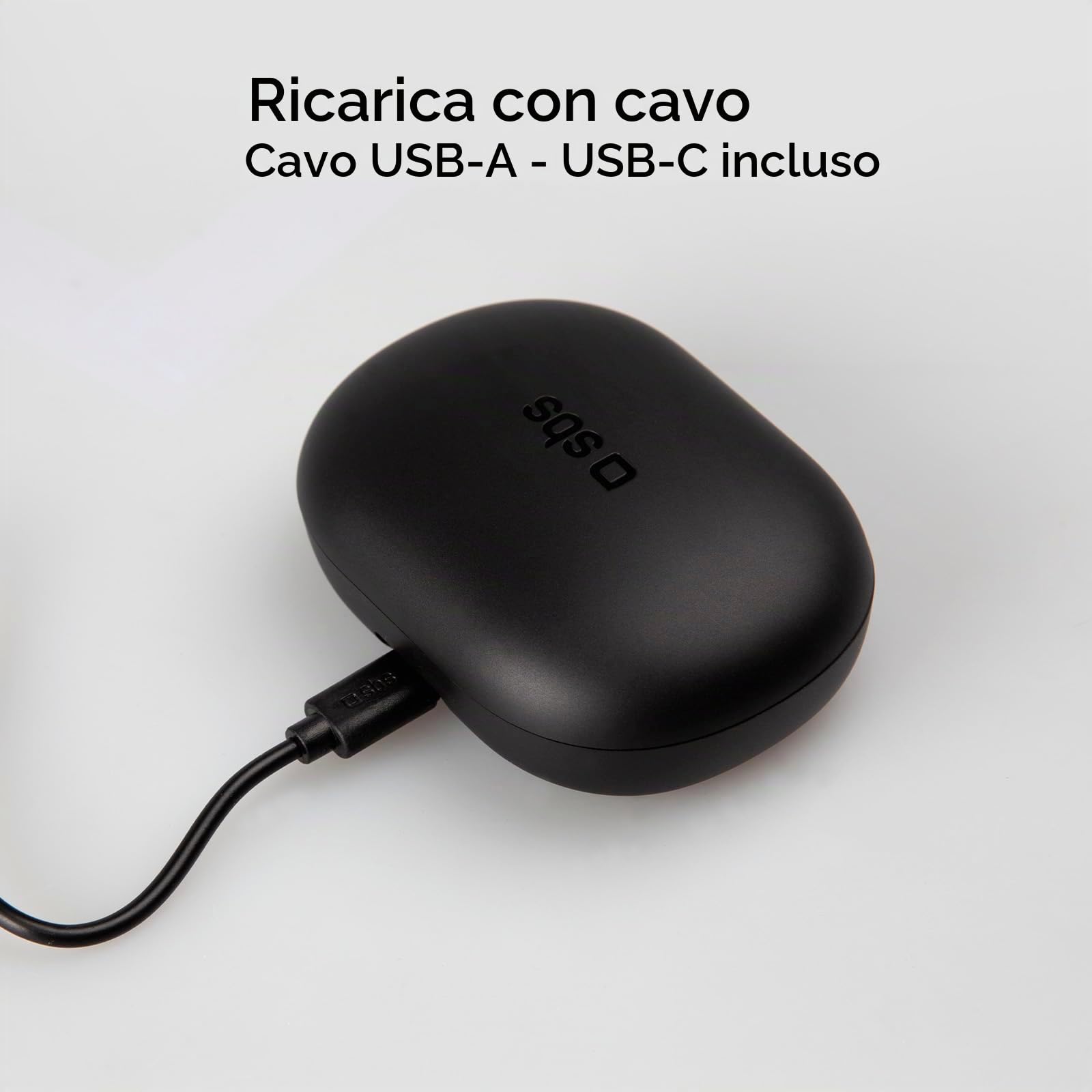 SBS Rhino Twin - Cuffie Auricolari Sport OWS True Wireless, Cancellazione del Rumore Attiva, Custodia di Ricarica, Microfono, Archetti, Controlli Touch, iPhone, Android, 7 ore con una sola carica
