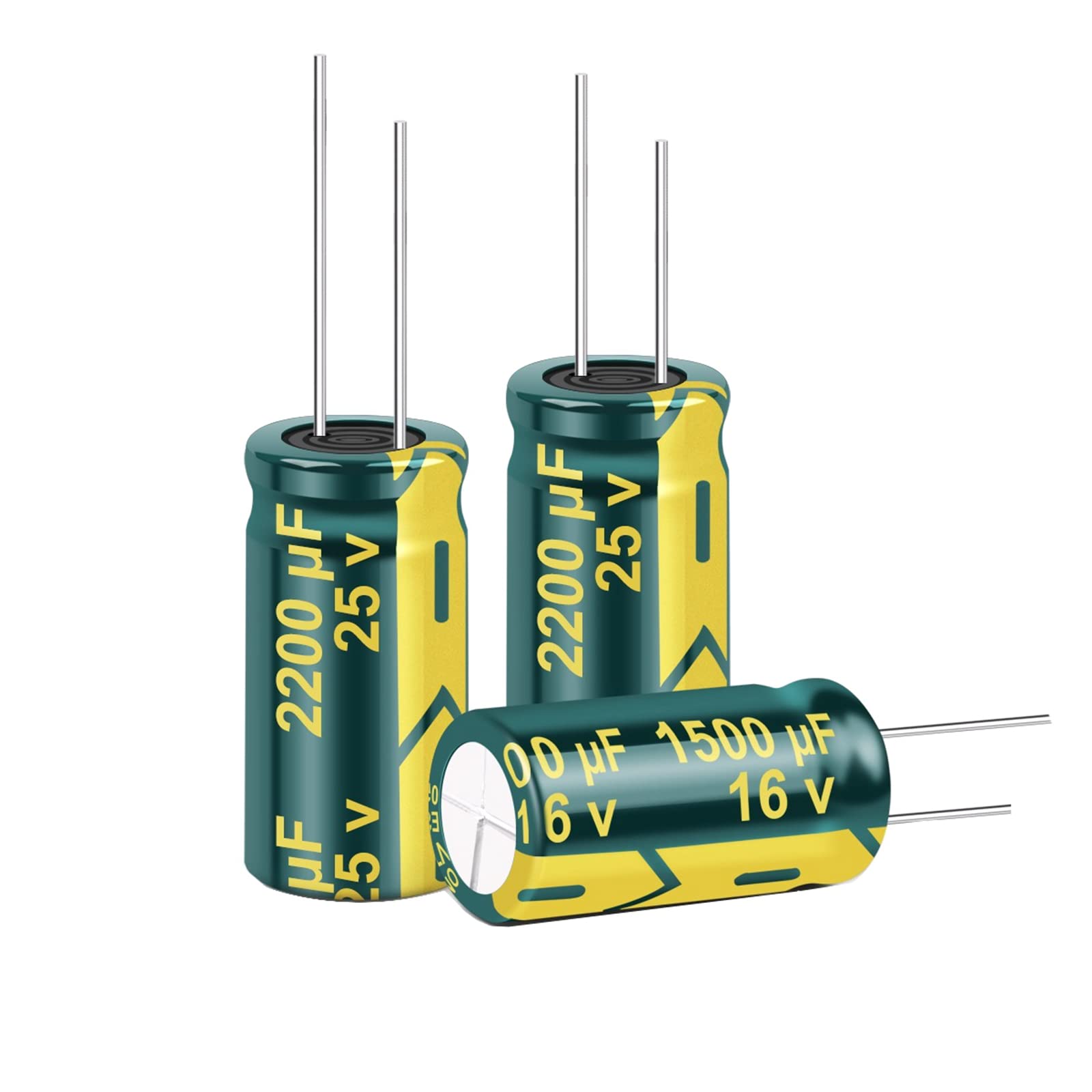 EFARMA Elektrolytkondensatoren, 50 Stück Aluminium-Elektrolytkondensator 25 V 2200 uF Hochfrequenz-Niedrig-ESR-Kondensator, Größe 13 x 21 mm