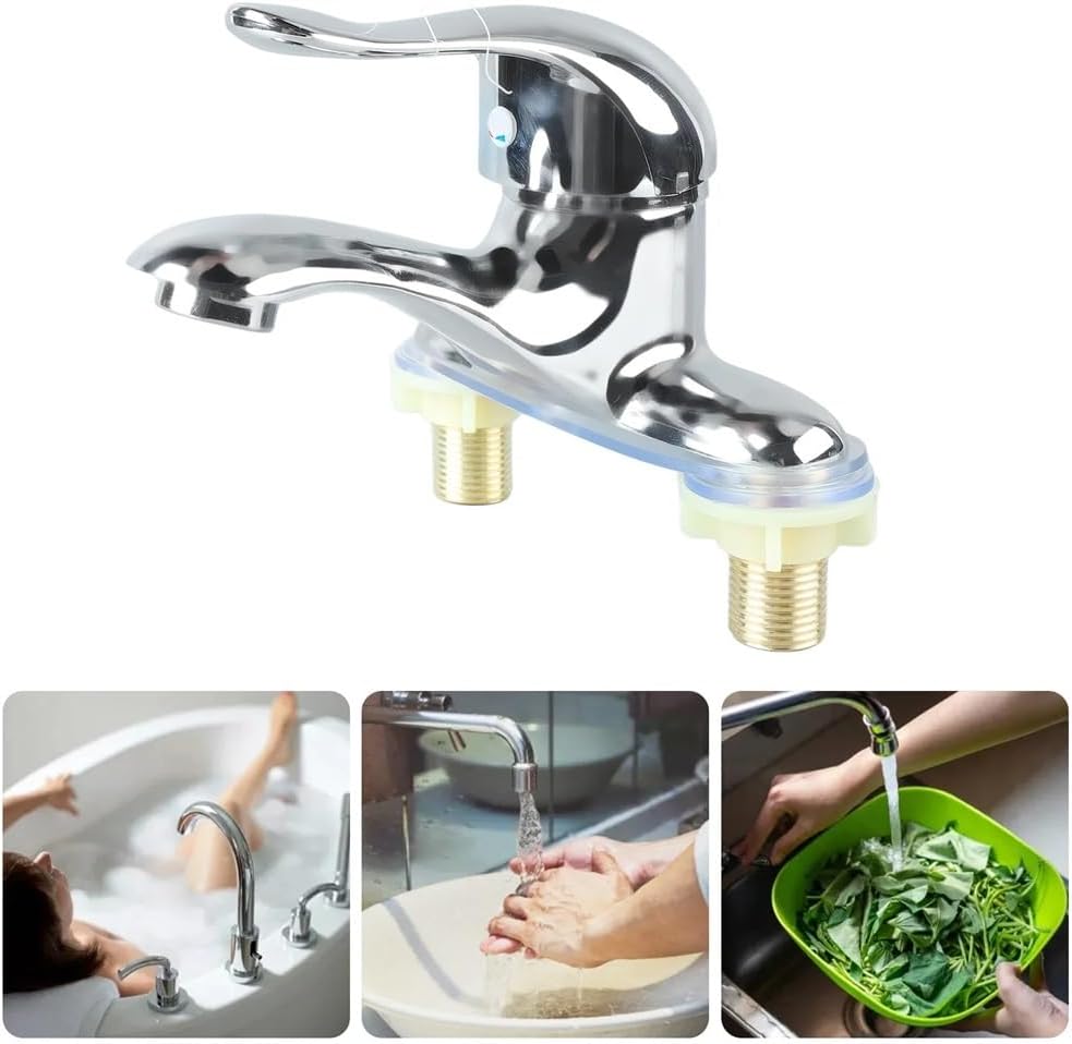 2-hole Mixer Tap For Hot Cold Water Single Handle Bathroom Sink Faucet - Zinc  Alloy 2-Hole Mixer Tap For Hot & Cold Water Single Handle Bathroom Sink  Faucet Zinc Alloy Bathroom Sink Faucet Zinc Alloy 2 Hole Single Handle Hot And Cold