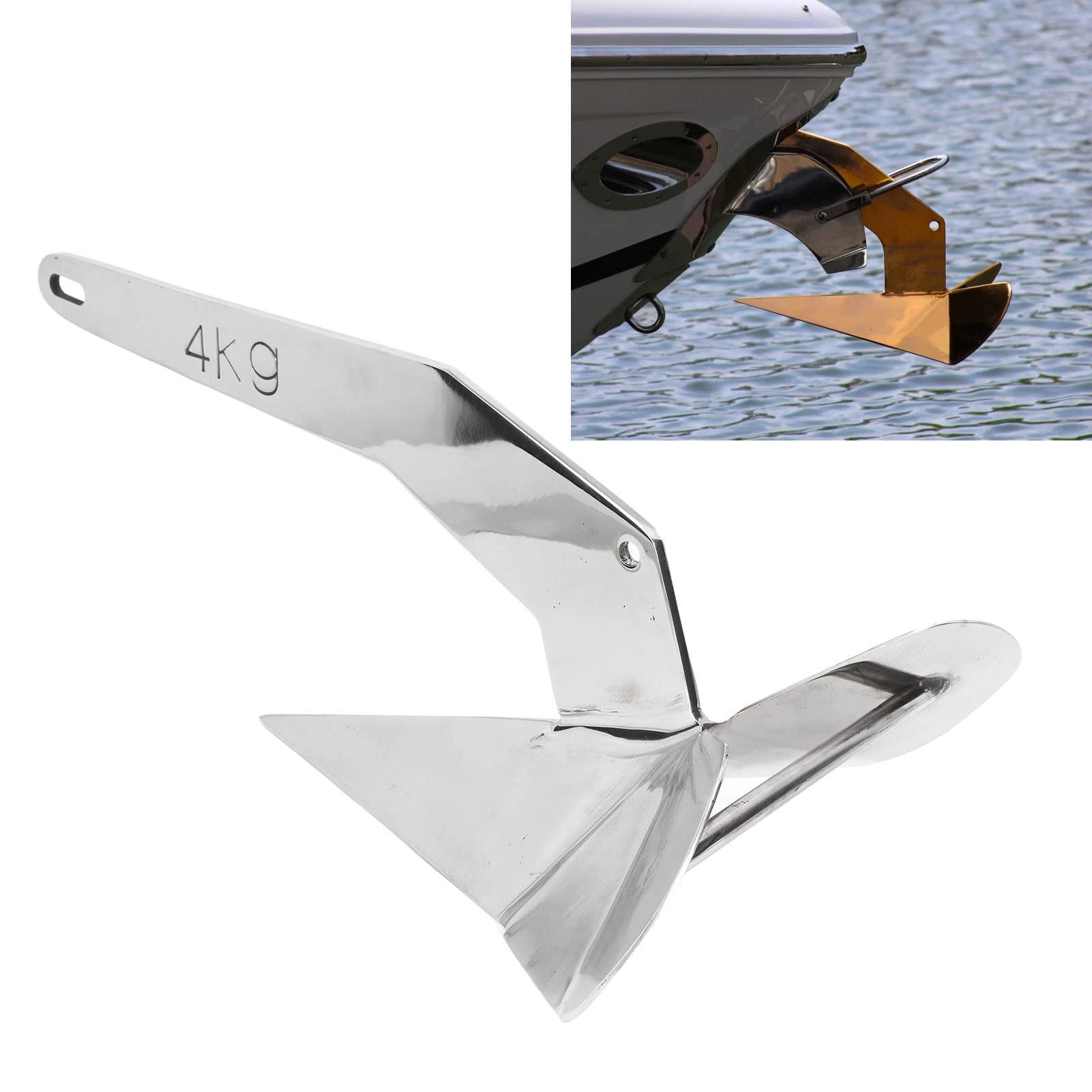 Ancla para Barco Torvex, Ancla de arado Estilo Delta de 4 kg, Ancla Marina Tipo ala Triangular para Amarre de Barcos en la Playa, sujeción de