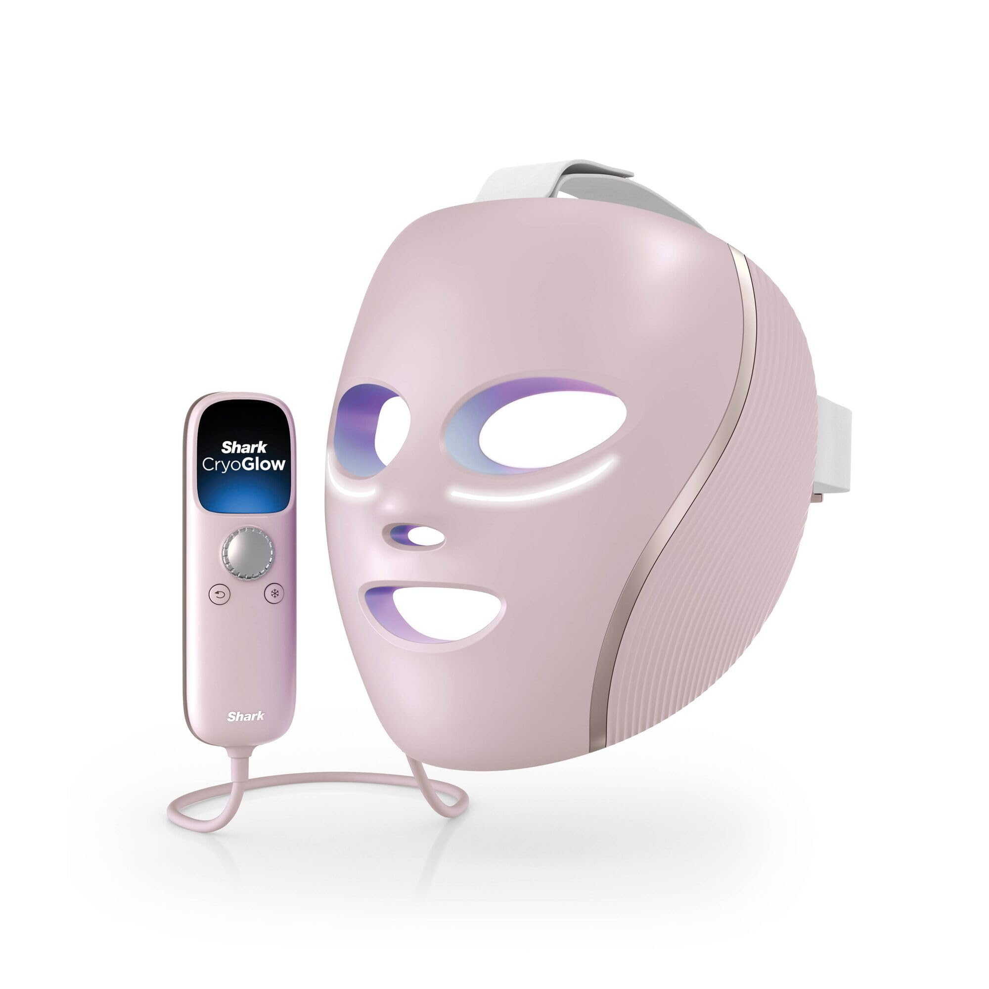 Shark CryoGlow Masque LED avec rafraîchissement du contour des yeux, LED rouge et bleue, photothérapie par lumière infrarouge, USB-C, télécommande, sac de rangement, sangles réglables, lilas FW312EUPL