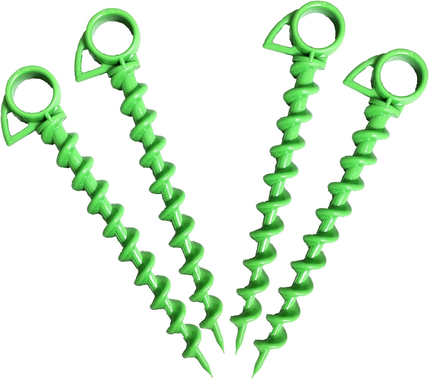 Ashman 10 Inch Plastic Green Color, (4 Pack) Canopy, Tent Stakes, Plastic Beach Tent Pegs, Heavy Duty Screw Shape Tent Ground Anchor Stakes Outdoor Stakes for Garden Camping, Ground Anchor, Swing Sets