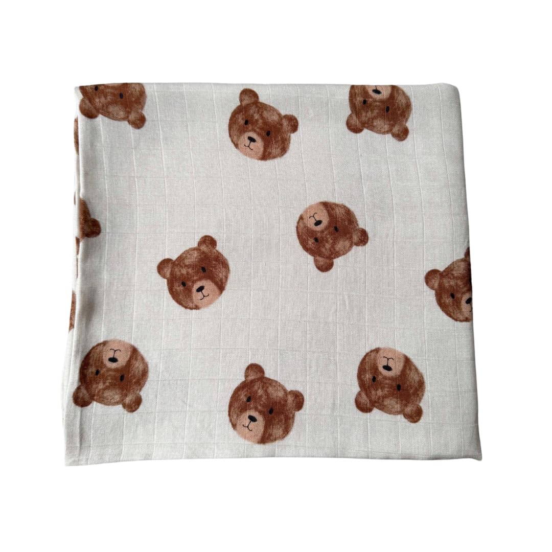 Baby J's® X-Large Luxury Soft Bamboo Muslin Swaddle Blankets - Bamboo Cotton Super Soft Muslin for Baby Girl or Baby Boy (Teddy Bear) - Image 2