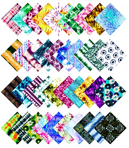Soimoi Tie Dye Print Precut 5-inch Cotton Fabric Quilting Squares Charm Pack DIY Patchwork Sewing Craft- Pink