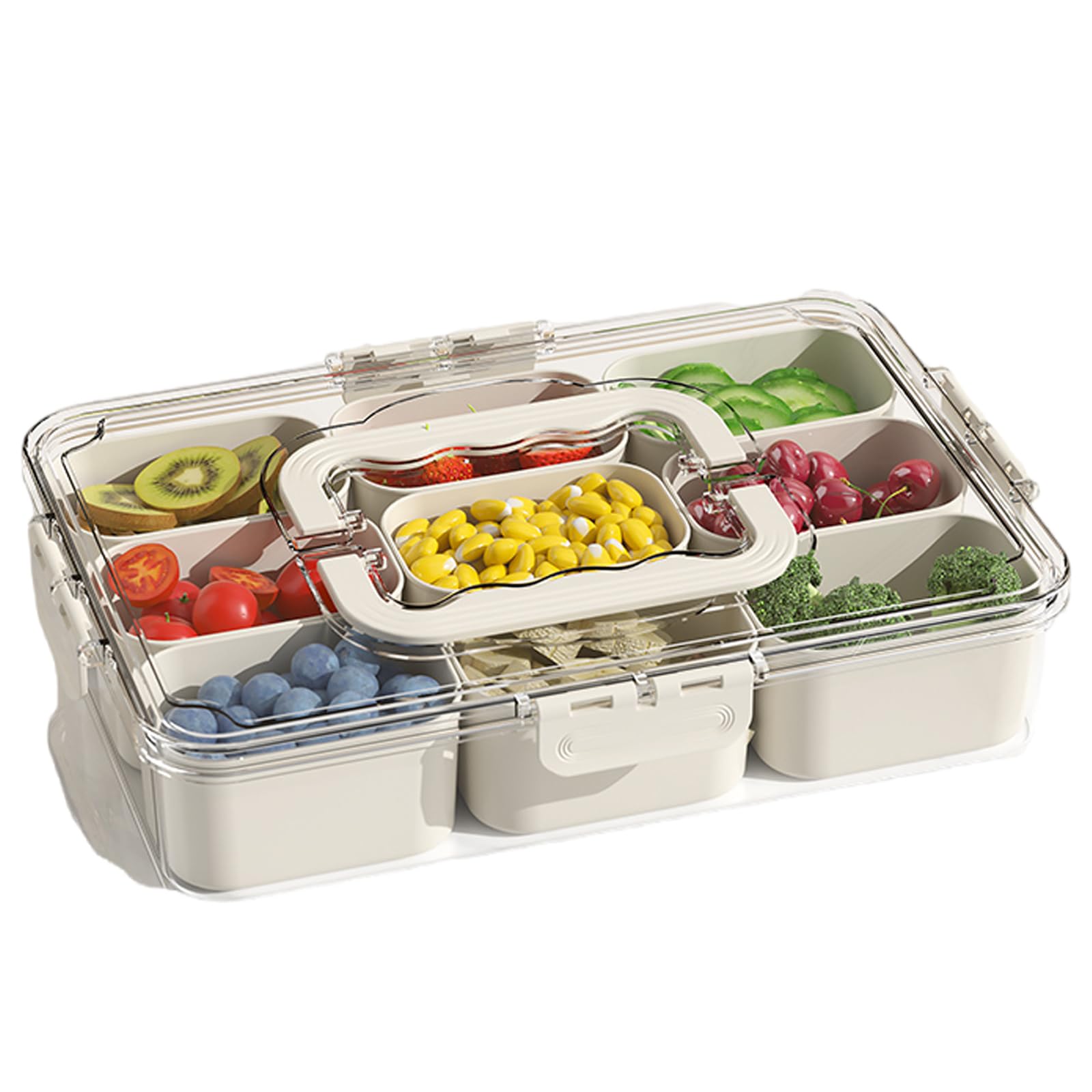 Amazon.com: Divided Veggie Tray with Lid and Handle 9 Compartment