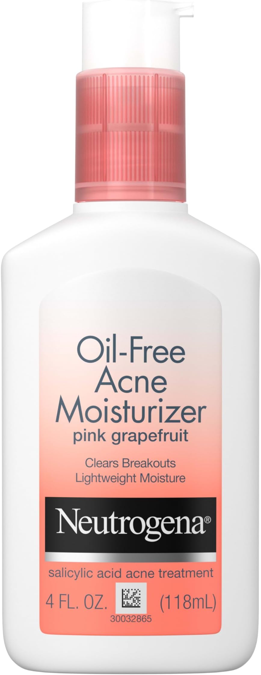 Oil Free Acne Moisturizer, .5% Salicylic Acid Acne Treatment, Pink Grapefruit Face Lotion for Breakouts, Non-Greasy & Non-Comedogenic, 4 fl. oz