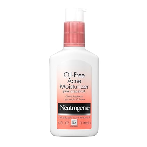 Neutrogena Hidratante para acné sin aceite, tratamiento de acné con ácido salicílico de 0.5%, loción facial de pomelo rosa para brotes, no grasa y