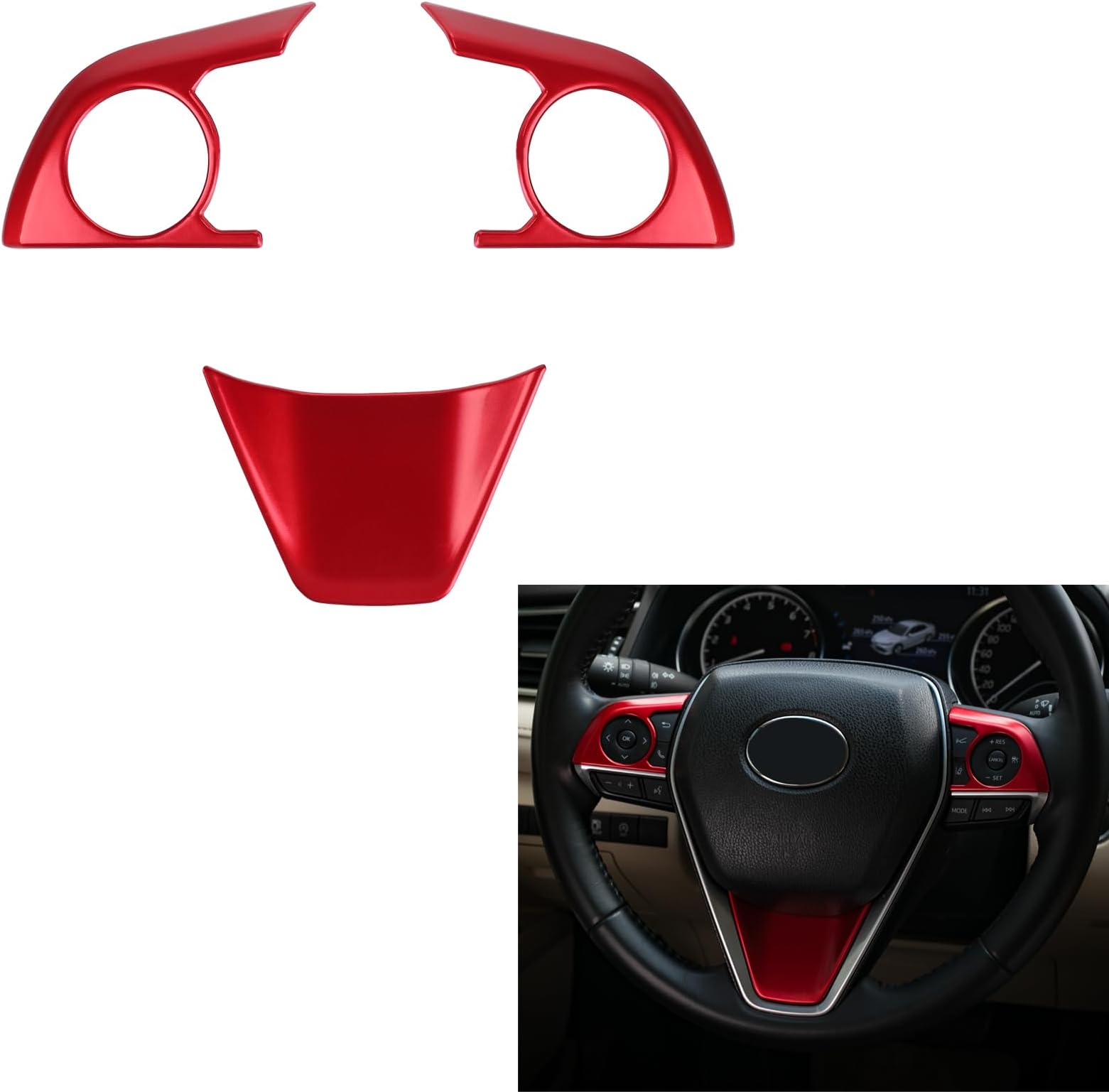 CKE for Toyota Camry 2024 2023 2022 2021 2020 2019 2018 for Toyota Avalon 2019 2020 2021 2022 Accessories Sporty Auto Car Interior Center Console Cover Trims -Red