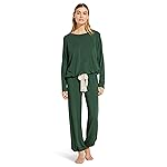 Eberjey Gisele Slouchy Pajama Set Forest Green/Ivory SM