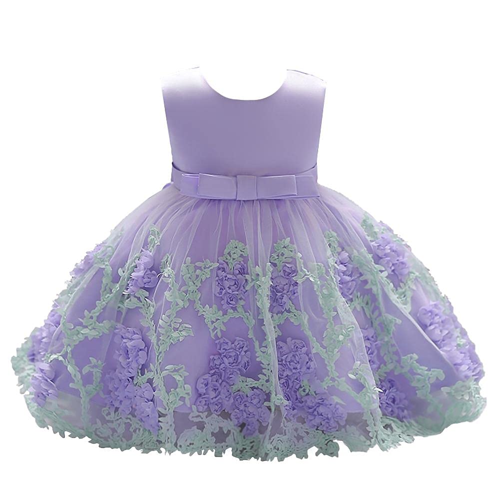 Lito Angels Girls Wedding Flower Girl Bridesmaid Party Formal Tulle Dress Kids Ball Gown Age 3-4 Years Purple 409 (Tag Number 110)