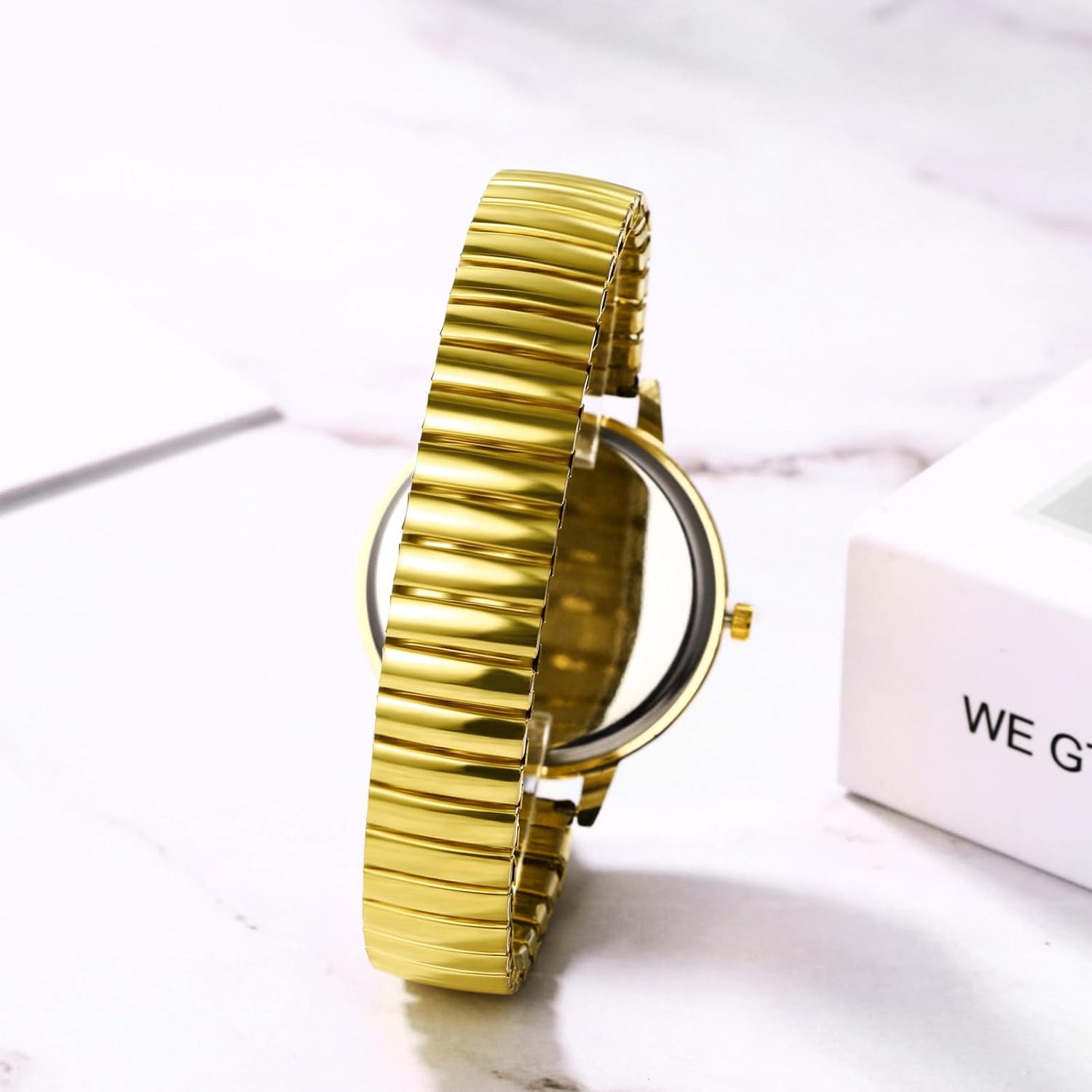 Elastic Strap Wrist Watch: Women Large Face Floral Band Big Number Easy Reader Dial Quartz Ladies Strench Band Wristwatch - Image 7