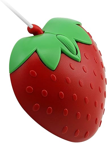 Miniatura 3 de YOCUNKER Ratón con cable en forma de fresa con cable de 3 botones 1200DPI USB óptico para computadora portátil con cable de 4.4 pies para laptop,