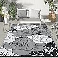 GENIMO Outdoor Rug for Patio Clearance, 5'x8' Waterproof Mat, Reversible Plastic Straw Camping Carpet, Large Area Rugs for RV, Backyard, Deck, Porch, Picnic, Mix-Black & White