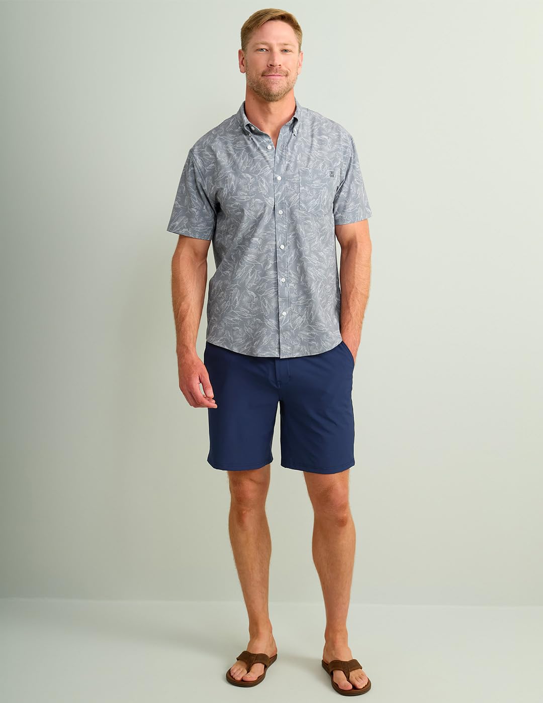HUK Kona Solid Manica Corta Pesca Button Down Shirt per Gli Uomini Camicia Button-Down Uomo (Pacco da 1)